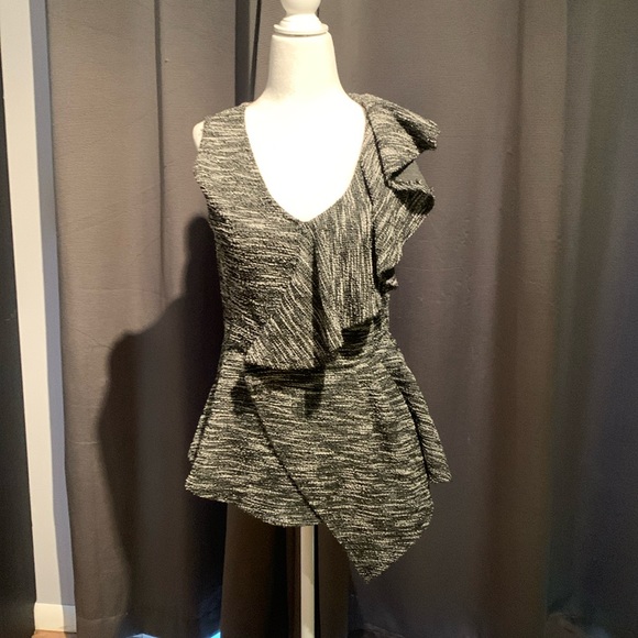 Ny&co tweed peplum sleeveless top. Gently worn. Sparkly. Black. Small. - Picture 2 of 5